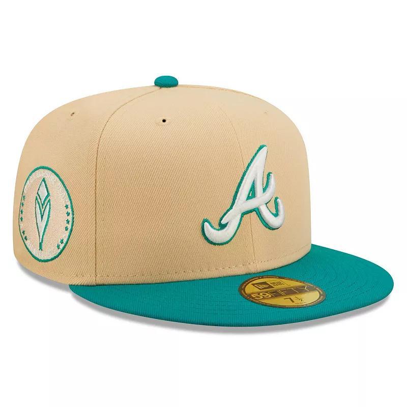 Mens New Era Natural Atlanta Braves Mango Forest 59FIFTY fitted hat - Natural Product Image