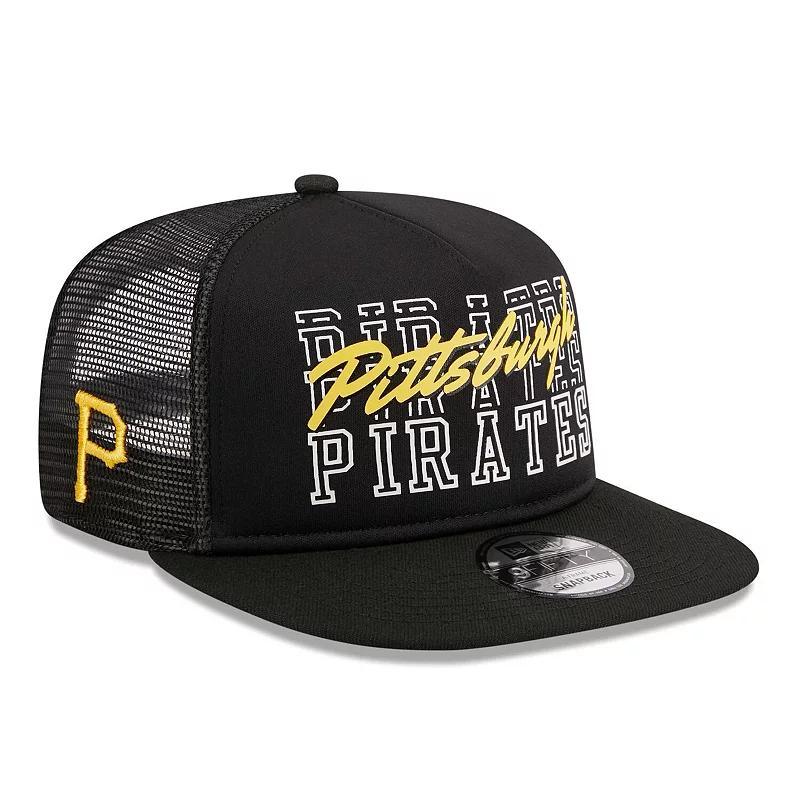 Mens New Era Black Pittsburgh Pirates  Street Team A-Frame Trucker 9FIFTY Snapback Hat Product Image