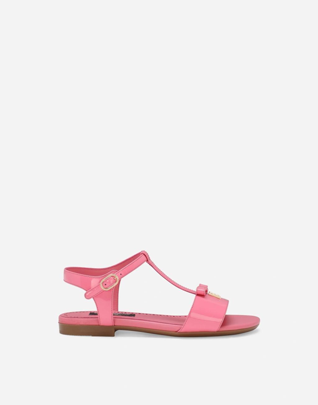 DOLCE & GABBANA Patent Leather Sandals In Pink Product Image