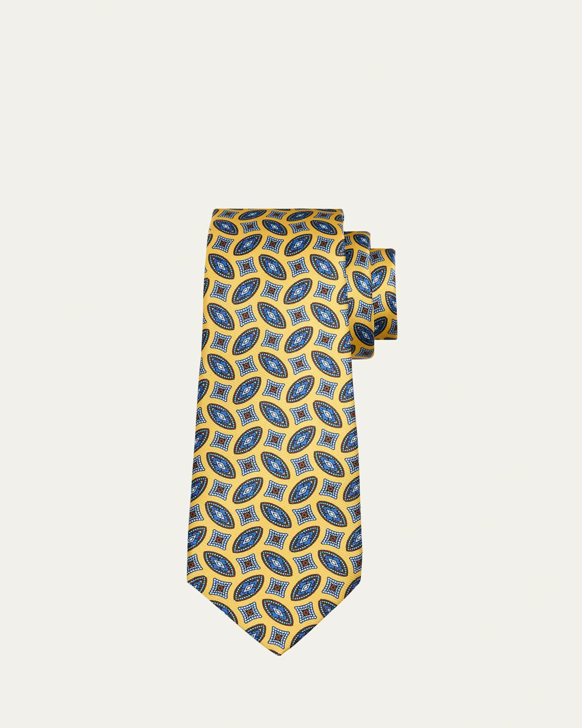 Mens 7-Fold Multi-Geometric Silk Tie Product Image