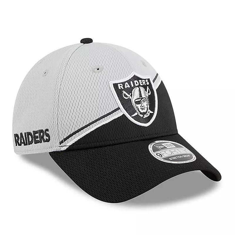 Mens New Era Gray/Black Las Vegas Raiders 2023 Sideline 9FORTY Adjustable Hat Product Image