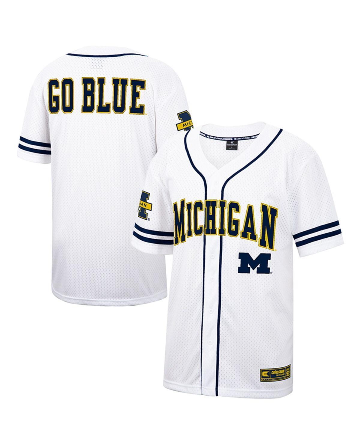 Mens Colosseum White Michigan Wolverines Free Spirited Mesh Button-Up Baseball Jersey - White Product Image