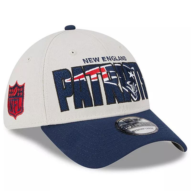 Mens New Era Stone/Navy New England Patriots 2023 NFL Draft 39THIRTY Flex Hat Product Image