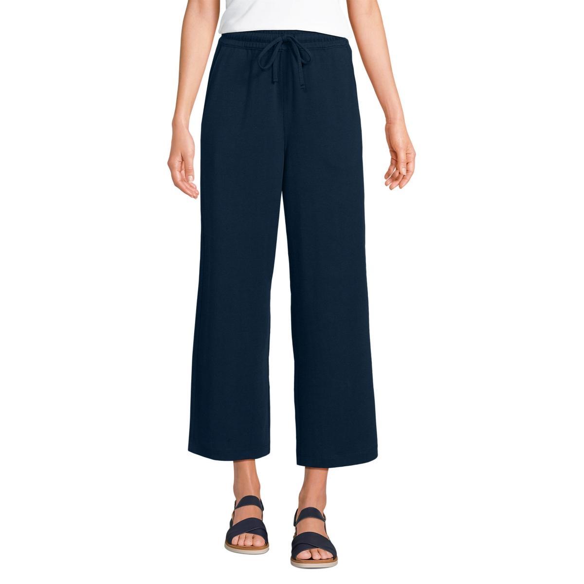 Womens Lands End Sport Knit Pull-On Wide Leg Crop Pants Product Image