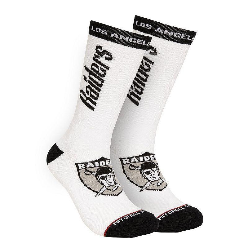 Mens Mitchell & Ness White Los Angeles Raiders Throwback Kick Off Crew Socks Product Image