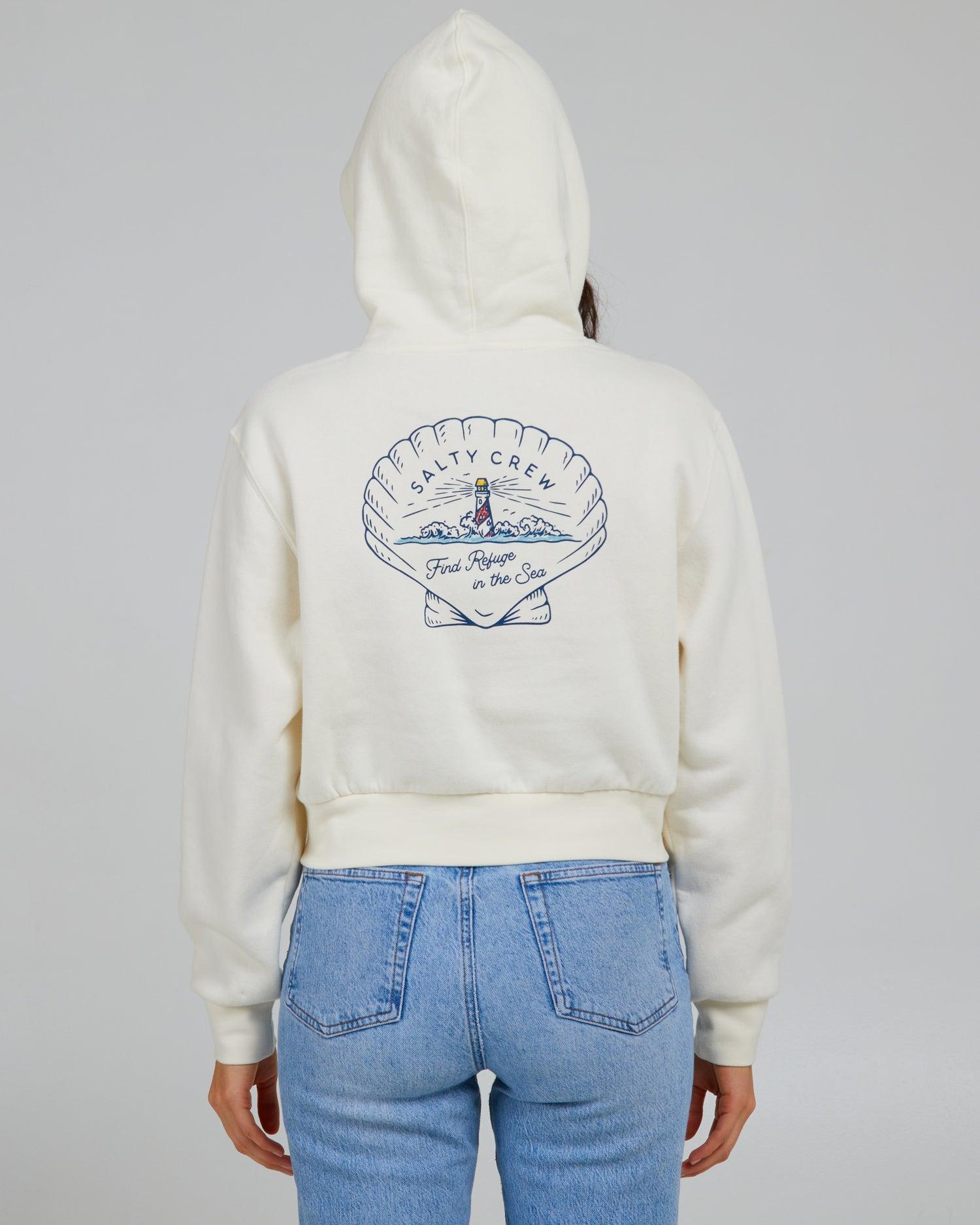 Scallop Crop Hoody - Off White Product Image