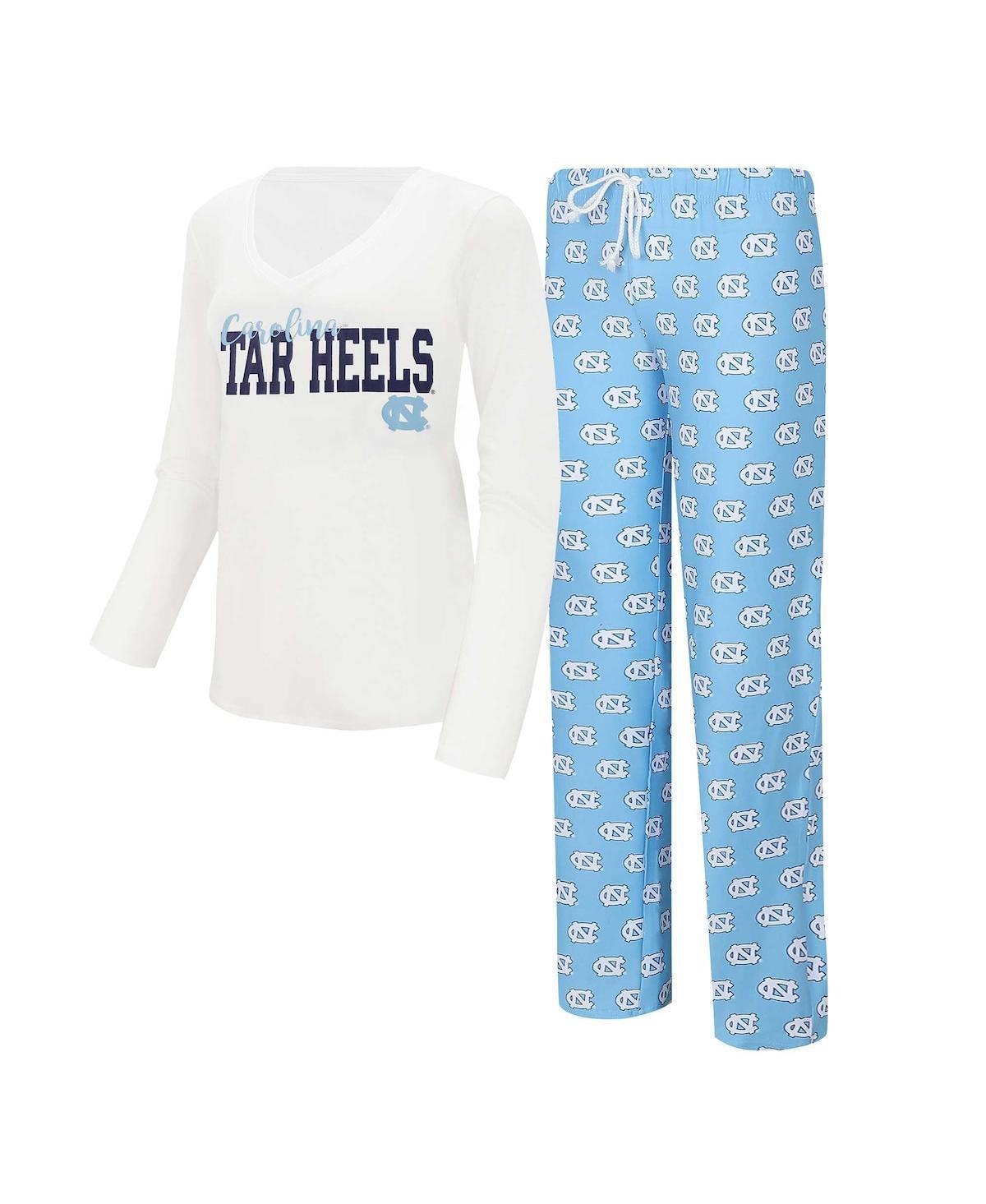 Womens Concepts Sport /Carolina Blue North Carolina Tar Heels Long Sleeve V-Neck T-Shirt & Gauge Pants Sleep Set Product Image