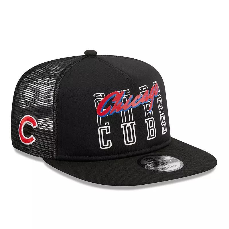 Mens New Era Black Chicago Cubs Street Team A-Frame Trucker 9FIFTY Snapback Hat Product Image