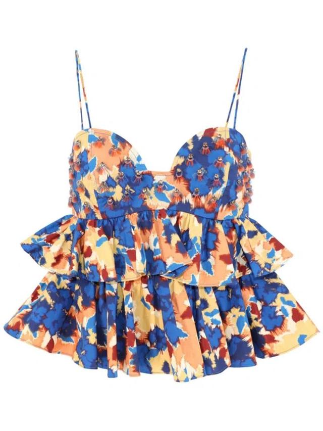 ULLA JOHNSON Lucia Top In Blue Product Image