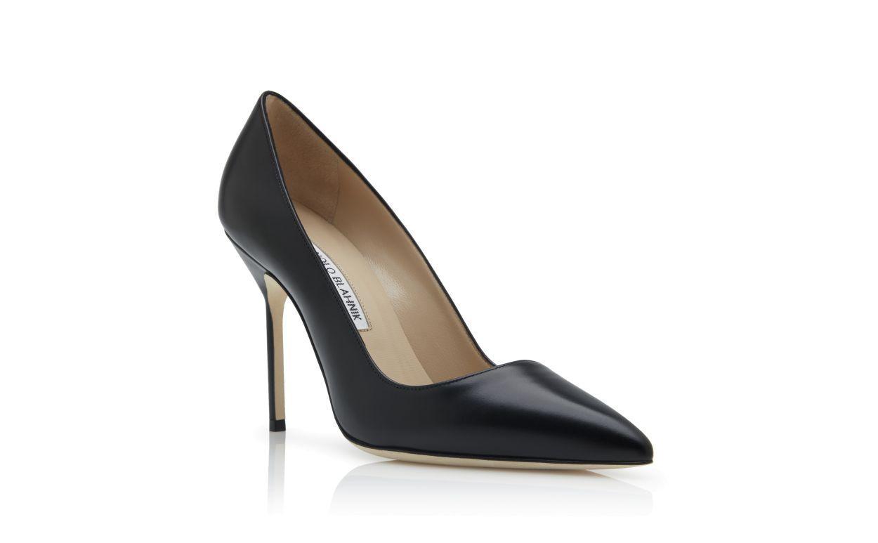 BB CALF Black Calf Leather Pointed Toe Pumps Product Image