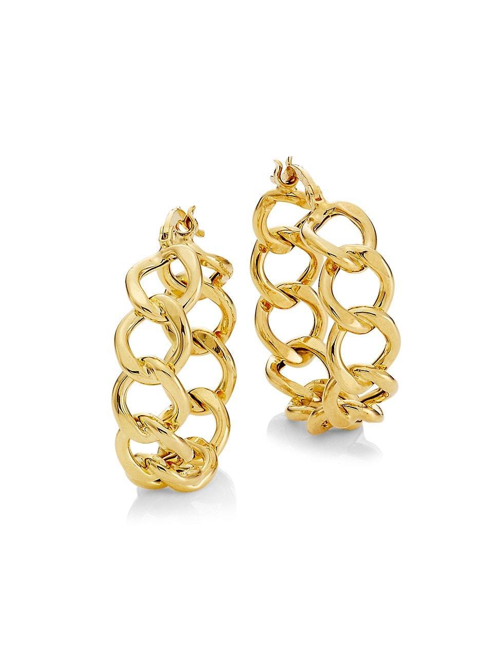 Womens 14K Gold Chain Hoop Earrings Product Image