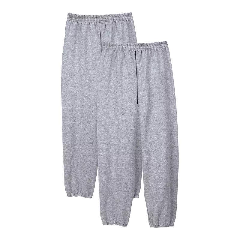 Mens Hanes 2-Pack EcoSmart 32-in. Fleece Sweatpants Grey Heather Product Image