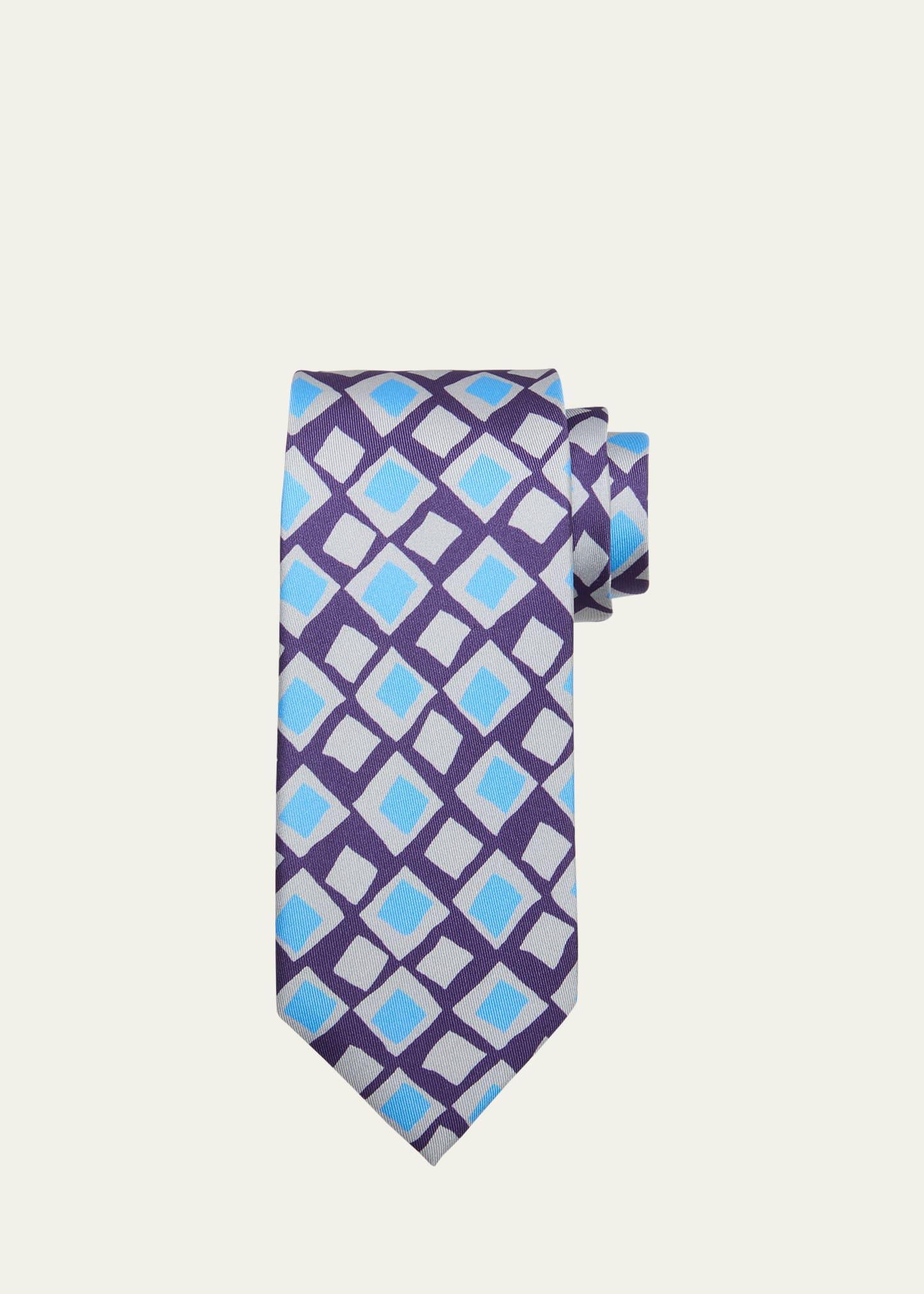 Mens Square-Print Silk Tie Product Image