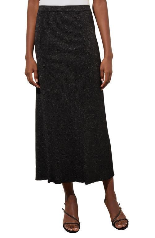 Ming Wang Shimmer Rib Knit Midi Skirt Product Image