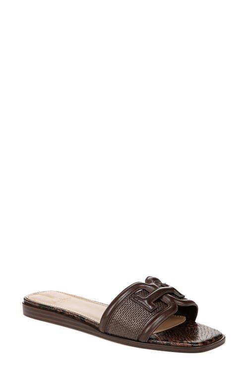 Sam Edelman Irina Leather and Basket Weave Double E Square Toe Flat Slide Sandals Product Image