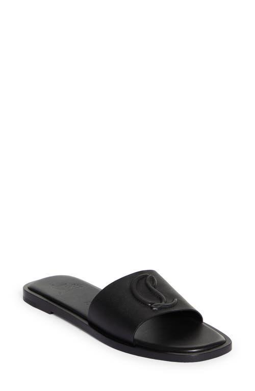 Leather Logo Red Sole Slide Sandals In Black Product Image