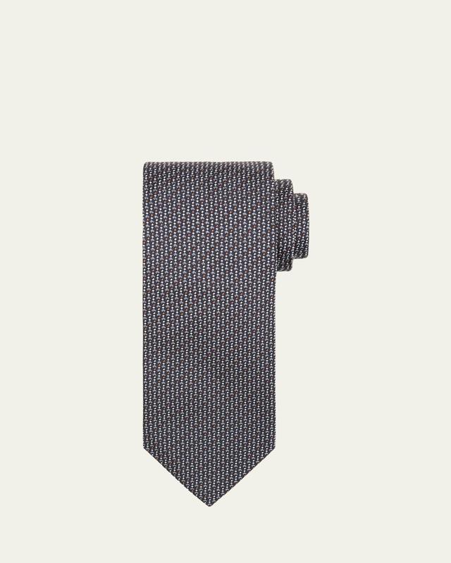 Mens Micro-Motif Jacquard Silk Tie Product Image