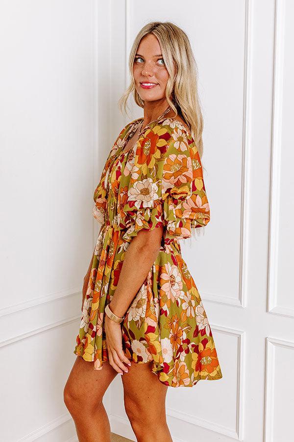 Happy Haven Floral Mini Dress in Olive Product Image