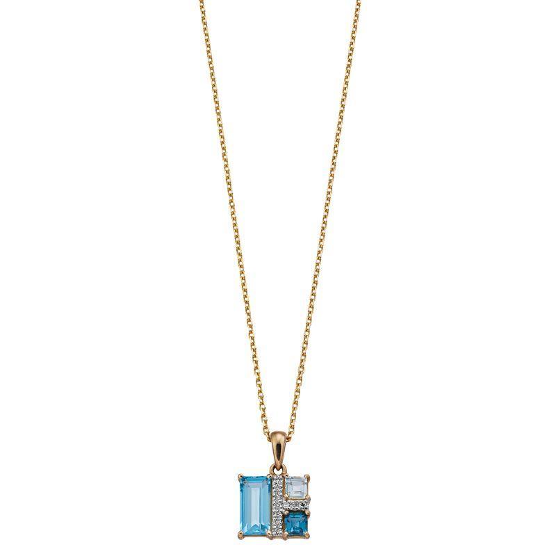 10k Gold Blue Topaz & Diamond Accent Pendant Necklace, Womens Product Image