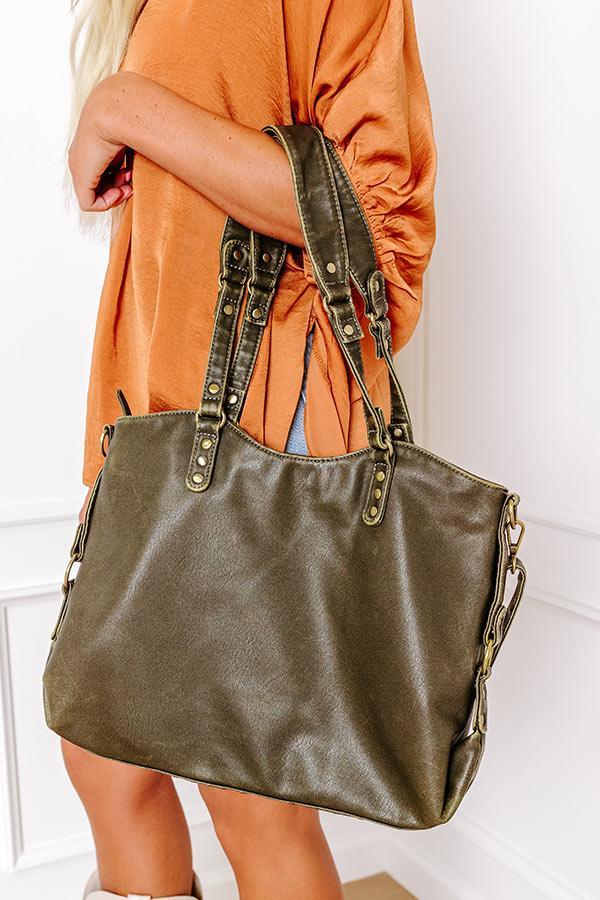 Wisteria Avenue Faux Leather Tote In Martini Olive Product Image