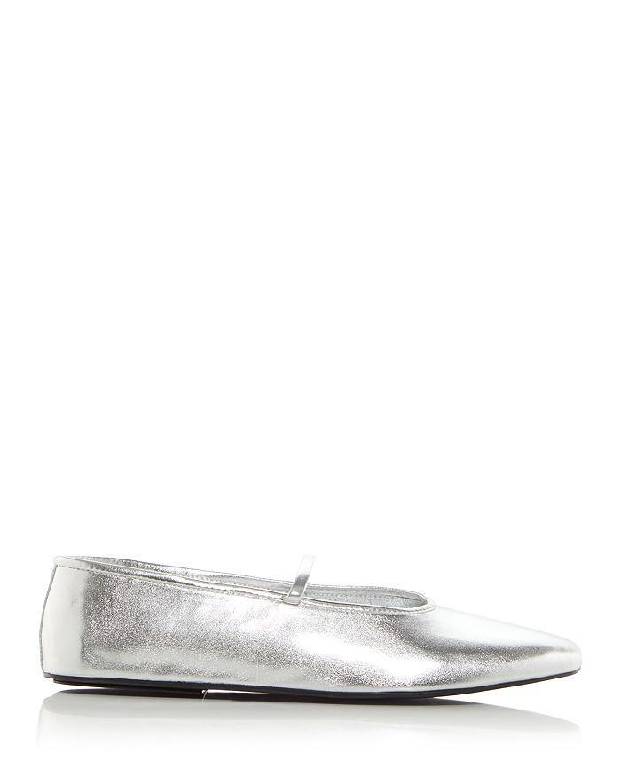 JEFFREY CAMPBELL Dancerina Womens Faux Leather Slip On Ballet Flats In Silver Product Image