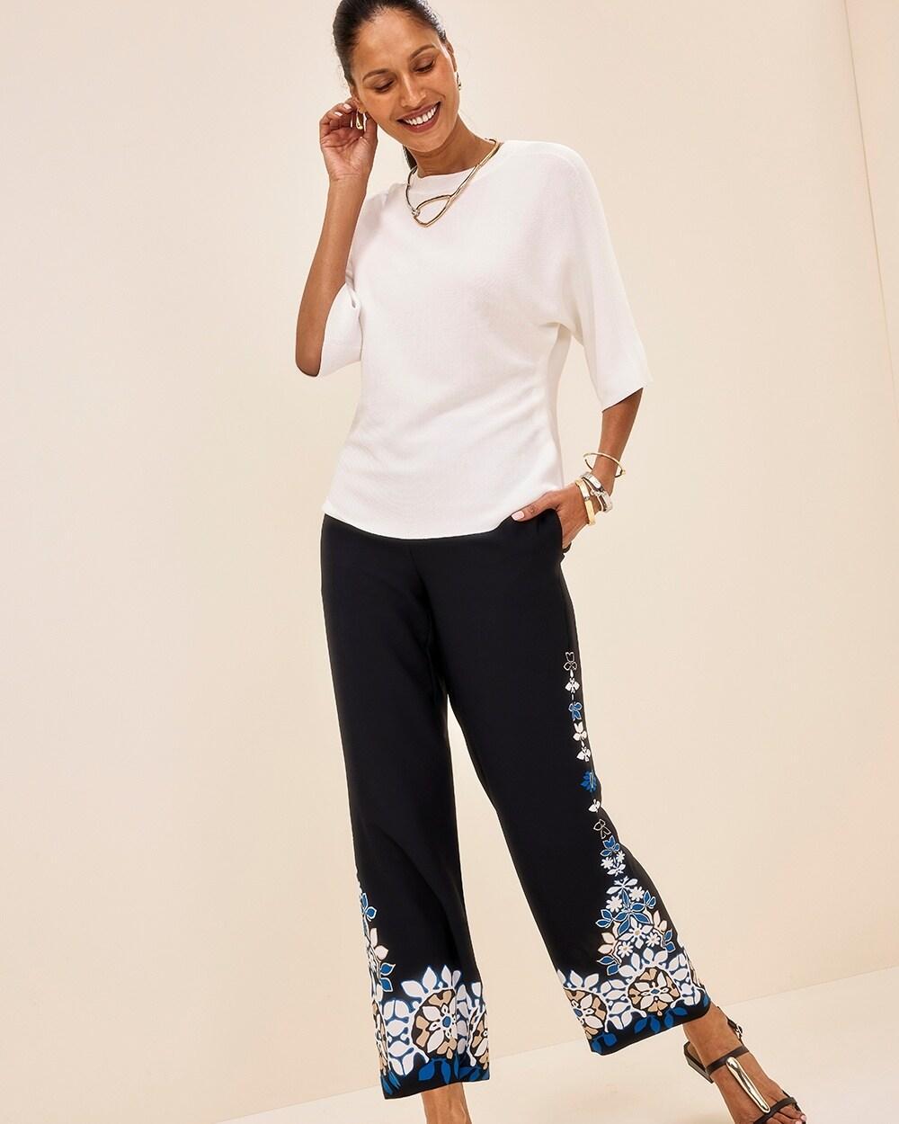 Placed Floral Print Soft Cropped Pants Product Image