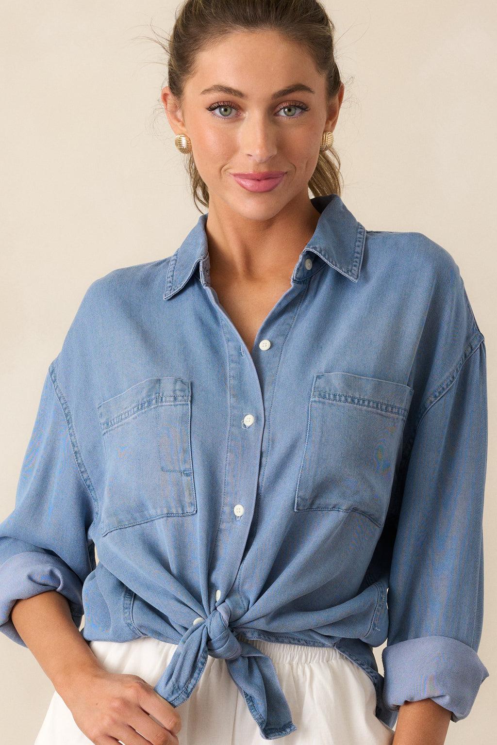 Z Supply Colbie Sun Bleached Chambray Top Product Image