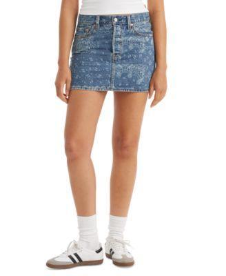 Womens Levis A-Line Button Front Mini Skirt Med Blue Product Image