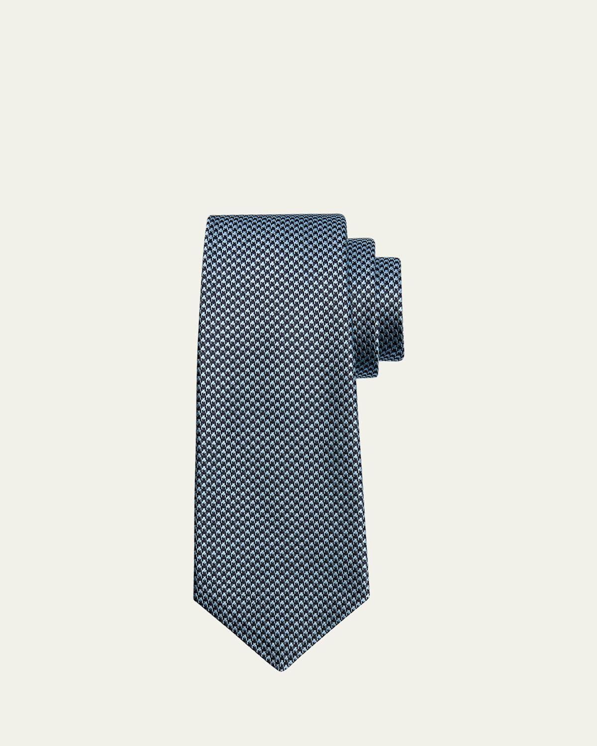 Mens 7-Fold Micro-Houndstooth Silk Tie Product Image