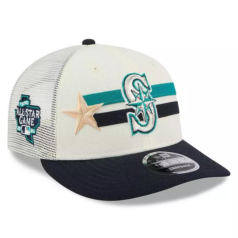 Mens New Era Cream/Navy Seattle Mariners 2024 MLB All-Star Game Workout Meshback Low Profile 9FIFTY Snapback Hat Product Image