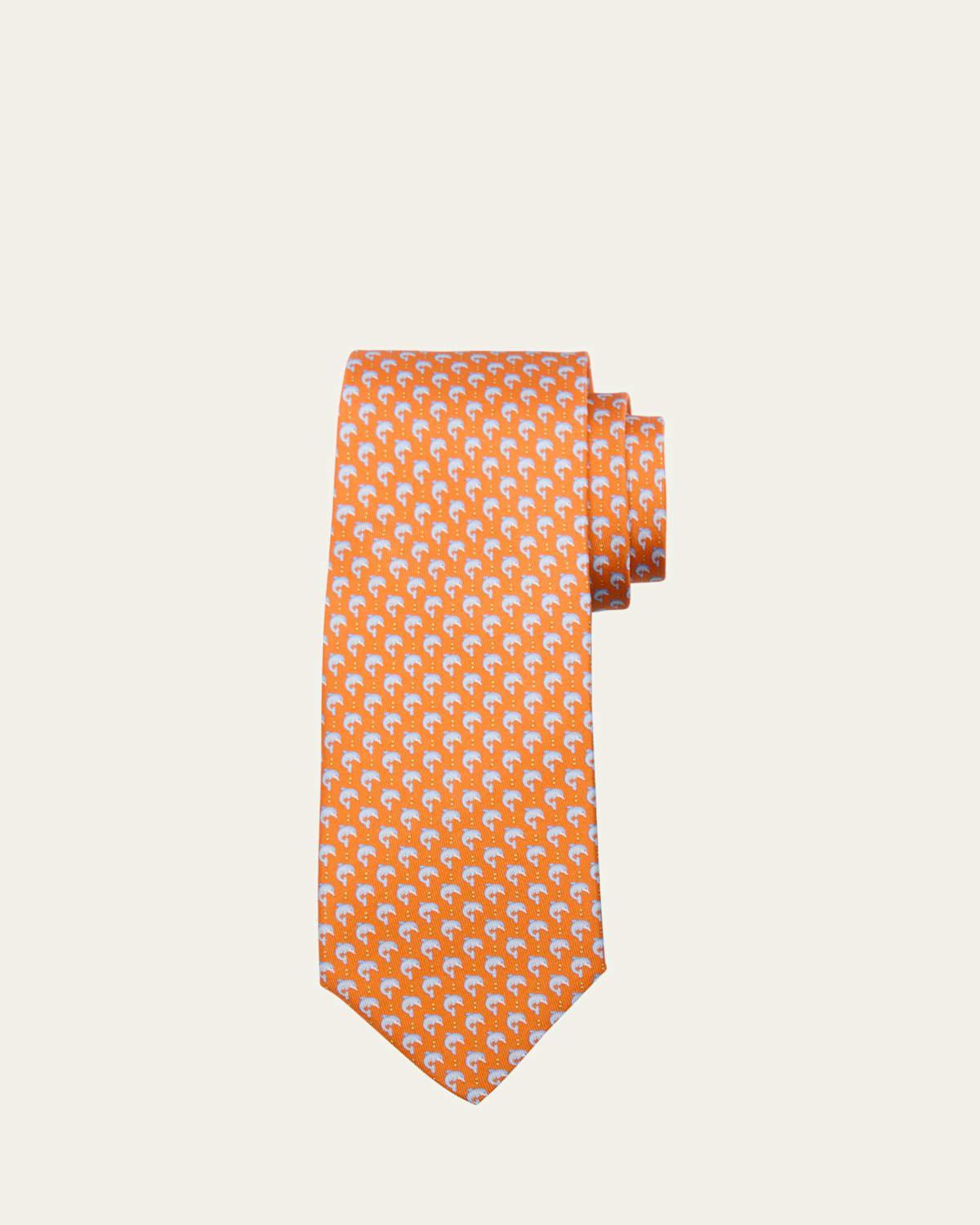 Mens Dolphin-Print Silk Tie Product Image