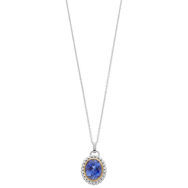 Rosabella Two Tone Sterling Silver Lab-Created Sapphire Pendant Necklace, Womens Blue Product Image