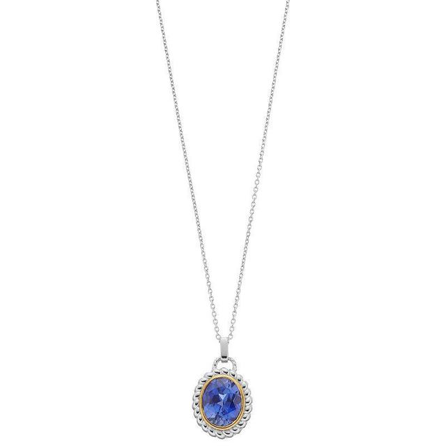 Rosabella Two Tone Sterling Silver Lab-Created Sapphire Pendant Necklace, Womens Blue Product Image