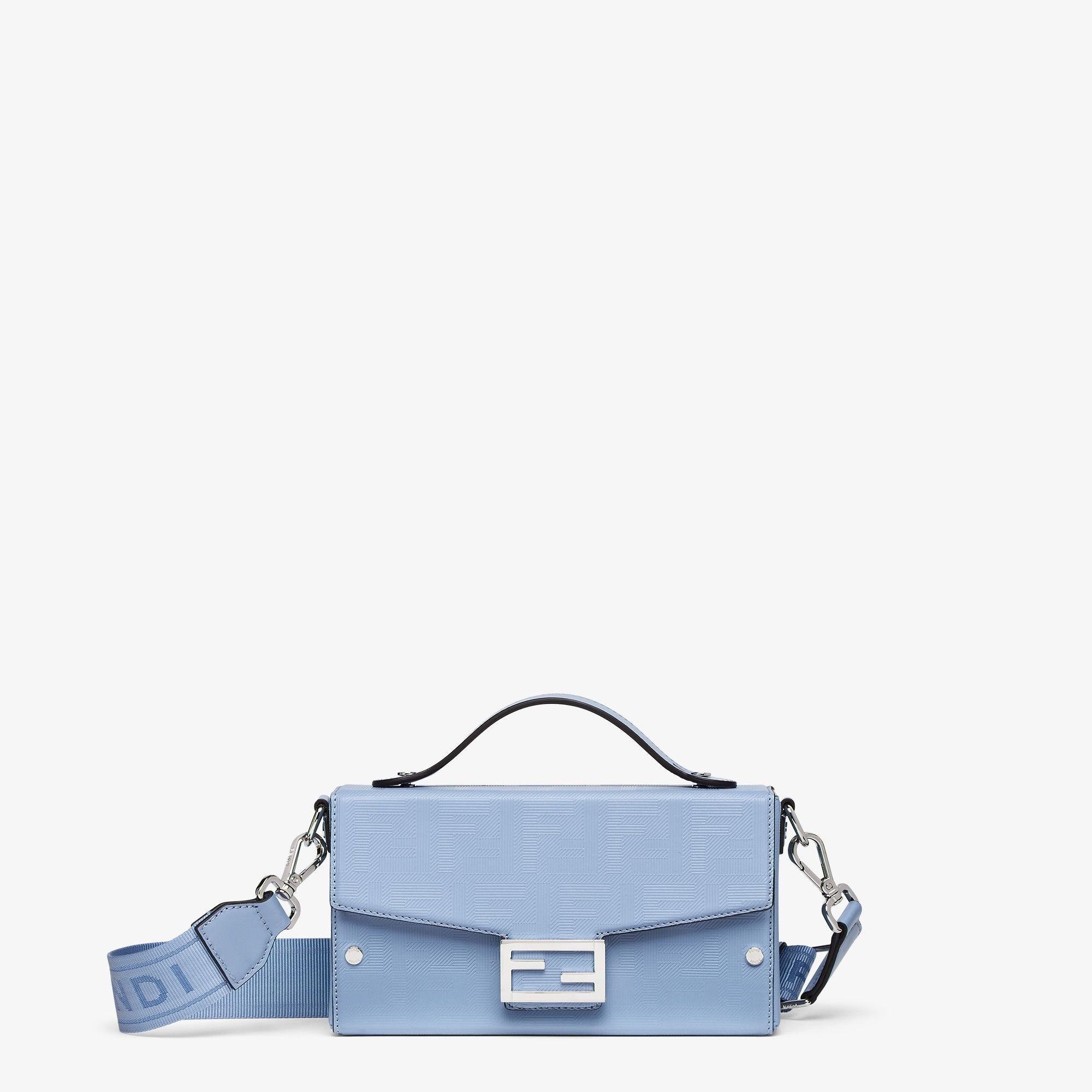 Soft Trunk BaguetteSky blue leather bag Product Image