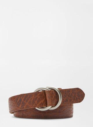 Peter Millar Mens Pebbled Bison O-Ring Belt | Color: Cognac | Size: 32 Product Image