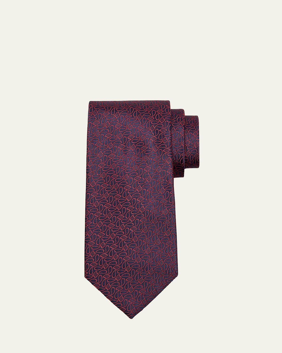 Mens Paisley and Square Silk Tie Product Image