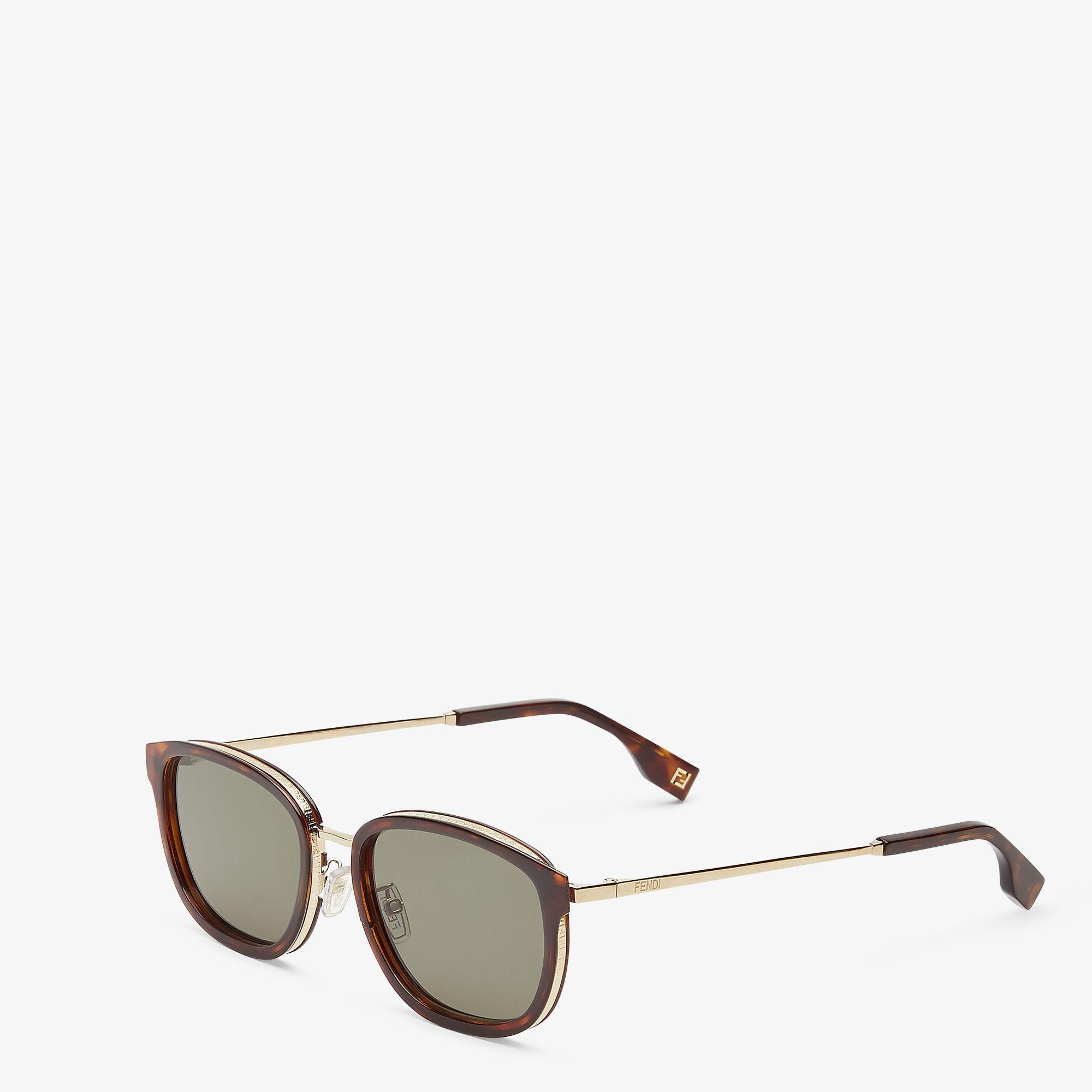 Fendi TravelHavana acetate and gold-color metal sunglasses Product Image