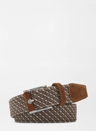 Peter Millar Mens Crafted Multi-Color Woven Wool Belt | Color: British Tan / Gale Grey | Size: 30 Product Image