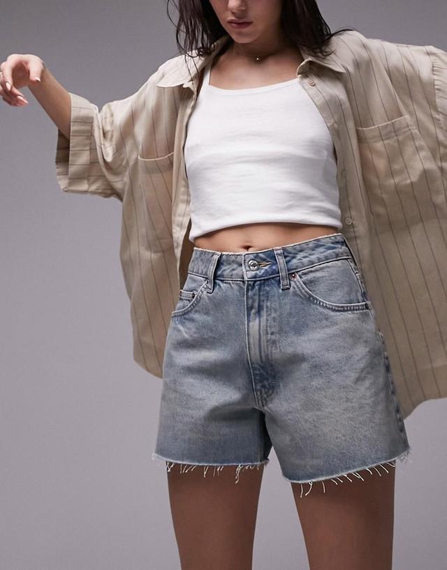 Topshop denim a-line shorts in dirty bleach Product Image