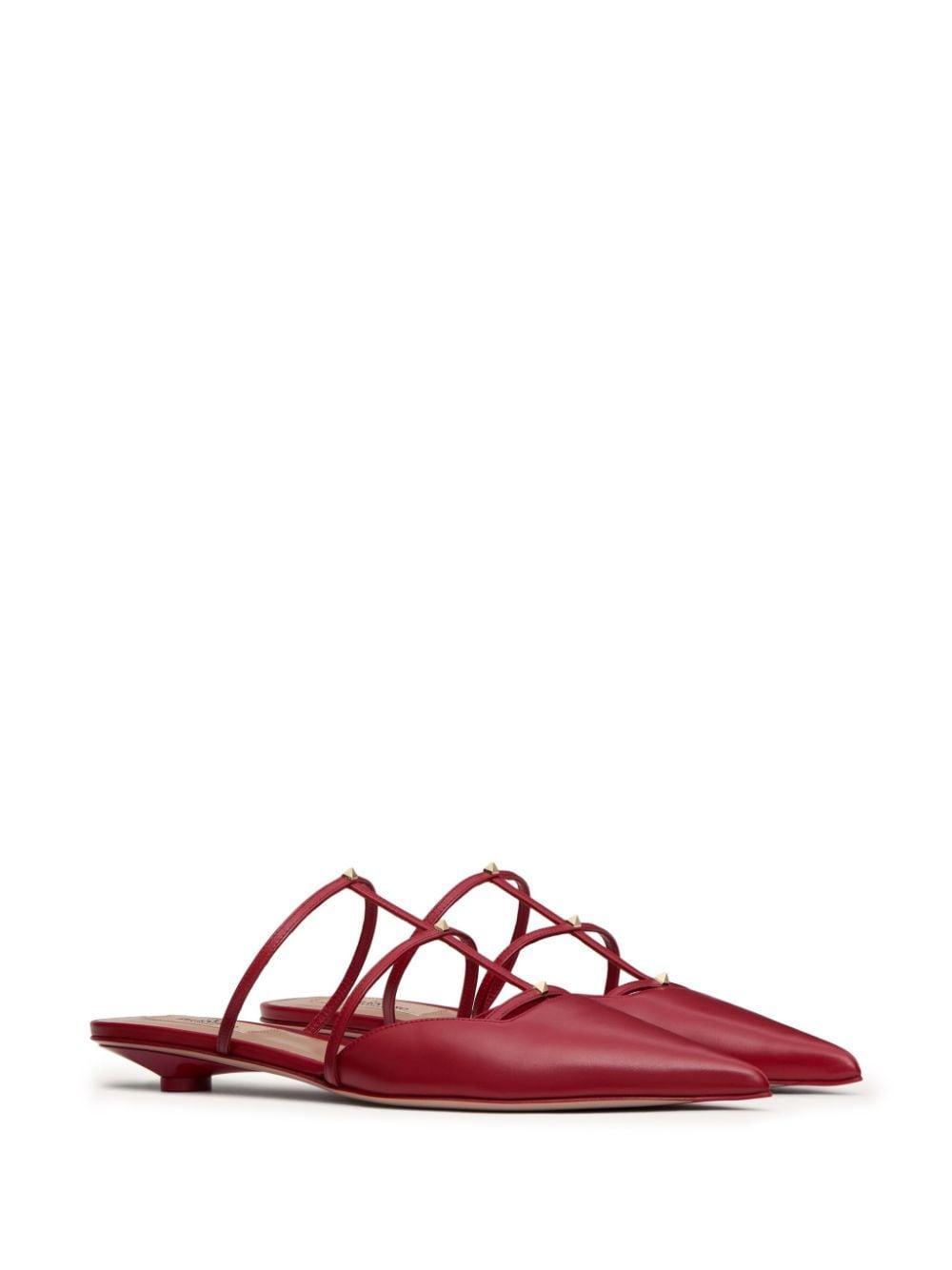 Rockstud Mules In Red Product Image