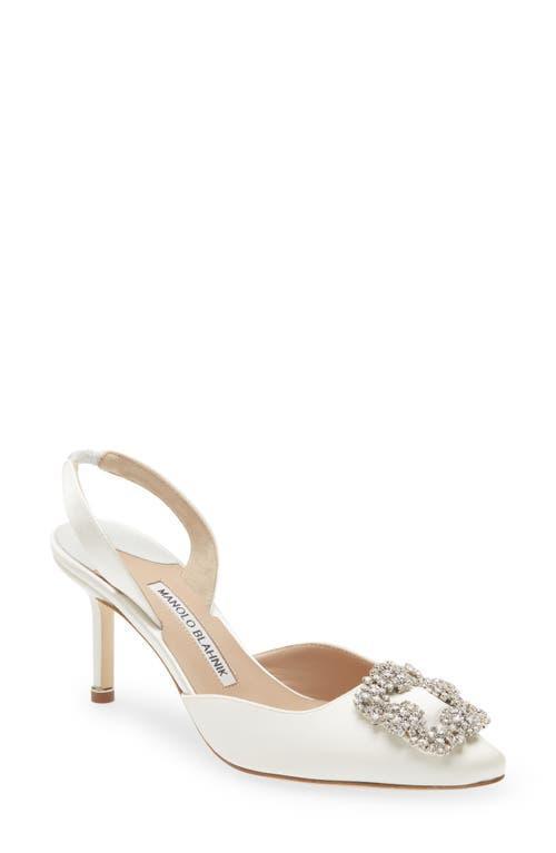 Manolo Blahnik Hangisli Crystal Buckle Pointed Toe Slingback Pump Product Image