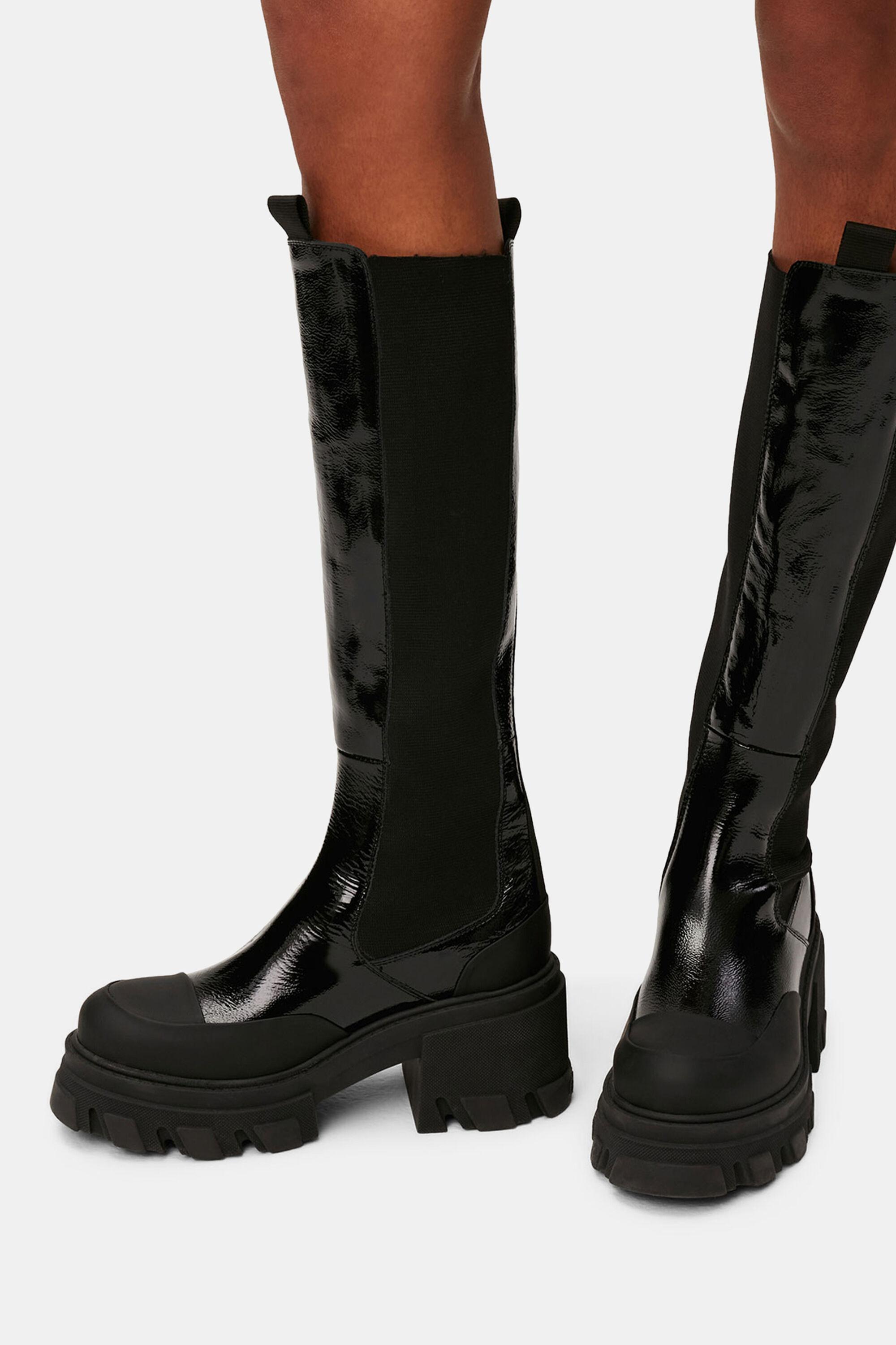 Black Cleated Heeled High Chelsea Boots product image