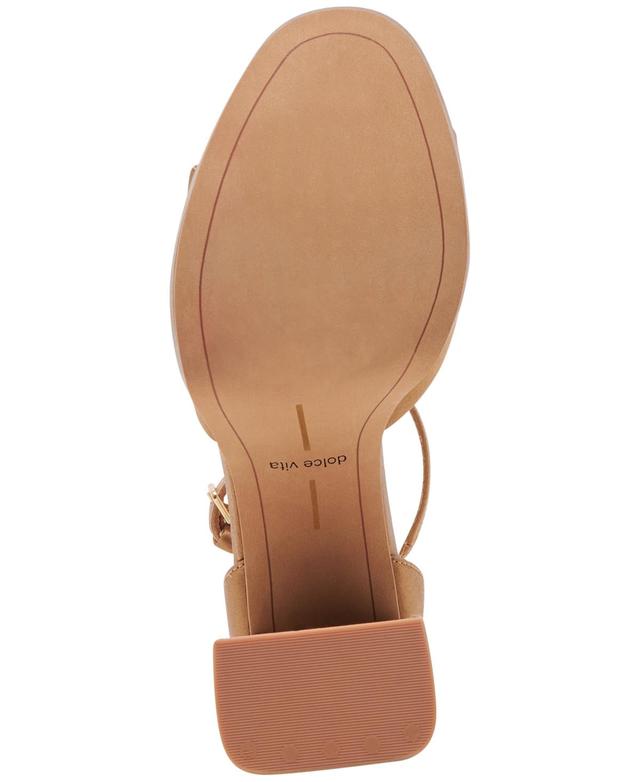 Pandro Ankle Strap Platform Sandal In Brown Satin Product Image