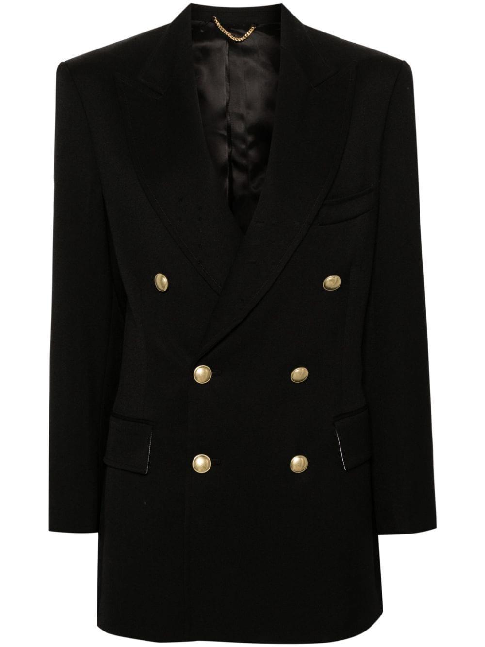 Peak-lapels Double-breasted Blazer In Black Product Image