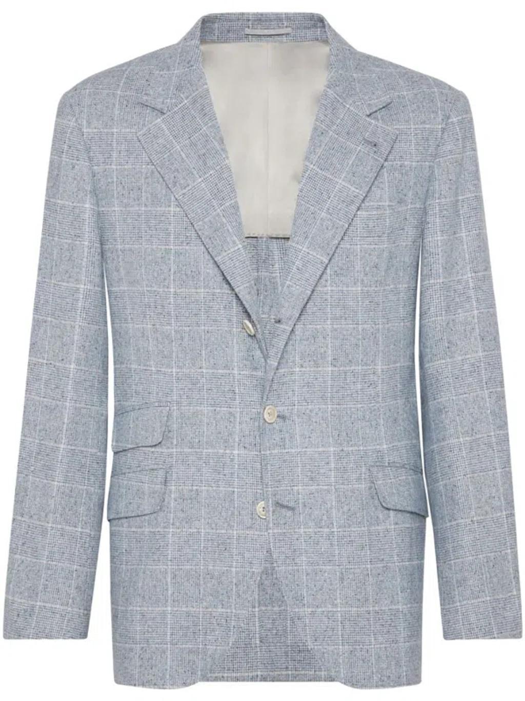 Prince Of Wales Deconstructed Jacket In Blue Product Image