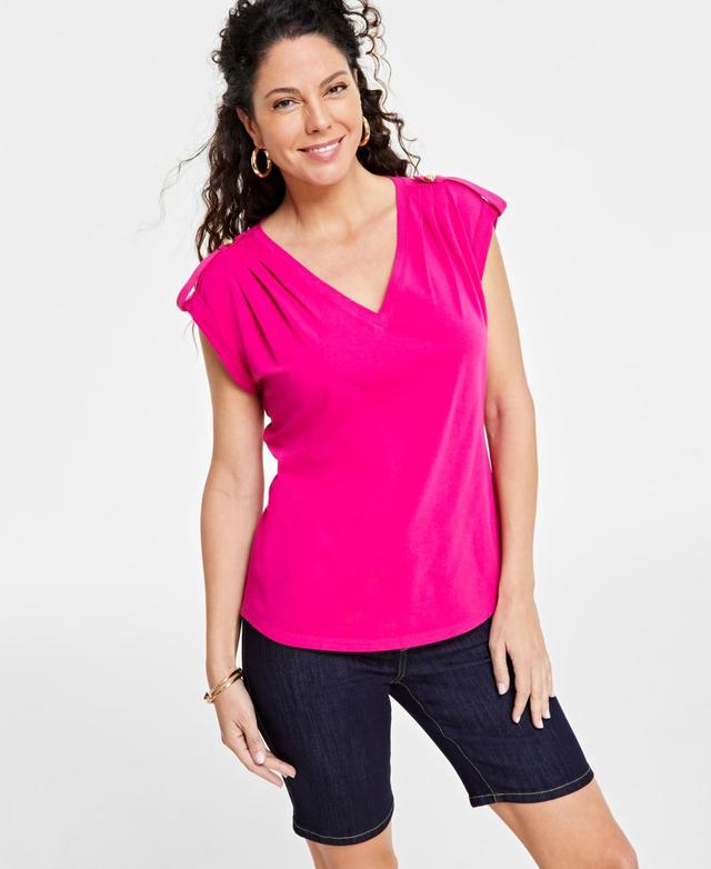 I.n.c. International Concepts Womens Cap-Sleeve V-Neck Top, Created for Macys Product Image