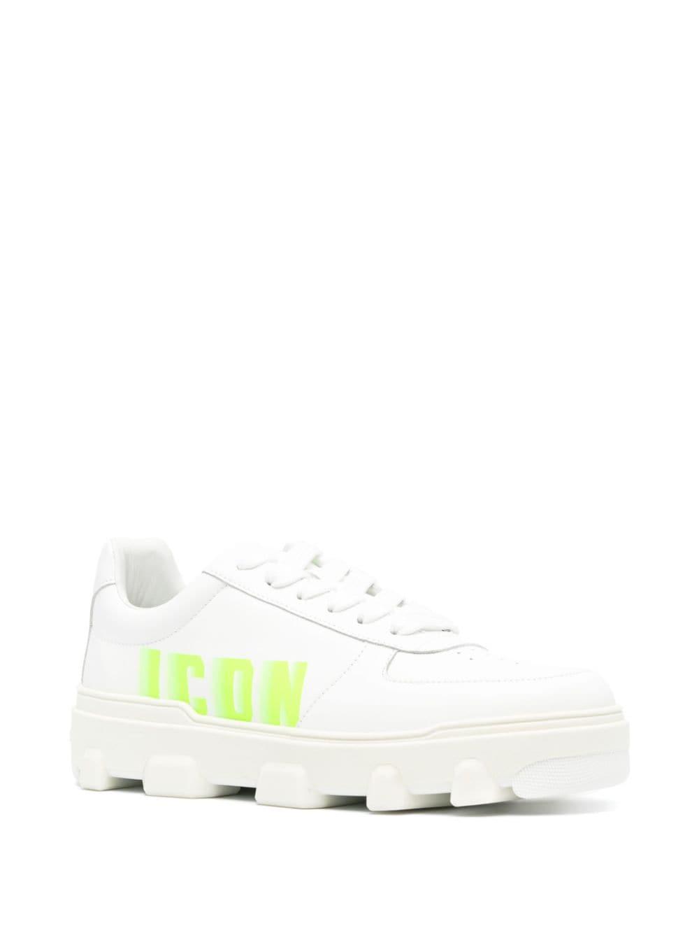 DSQUARED2 Logo-printed Leather Sneakers In Neutrals Product Image