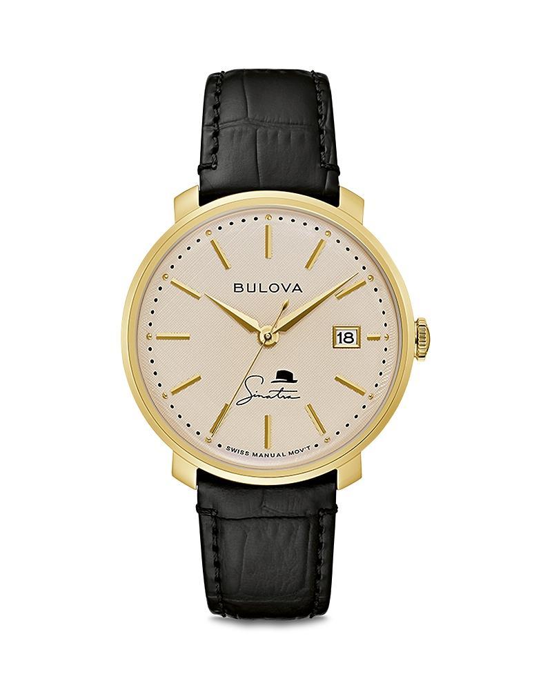 Men's Bulova Frank Sinatra 'The Best is Yet To Come' Collection Gold-Tone Strap Watch with Ivory Dial (Model: 97B195) Product Image