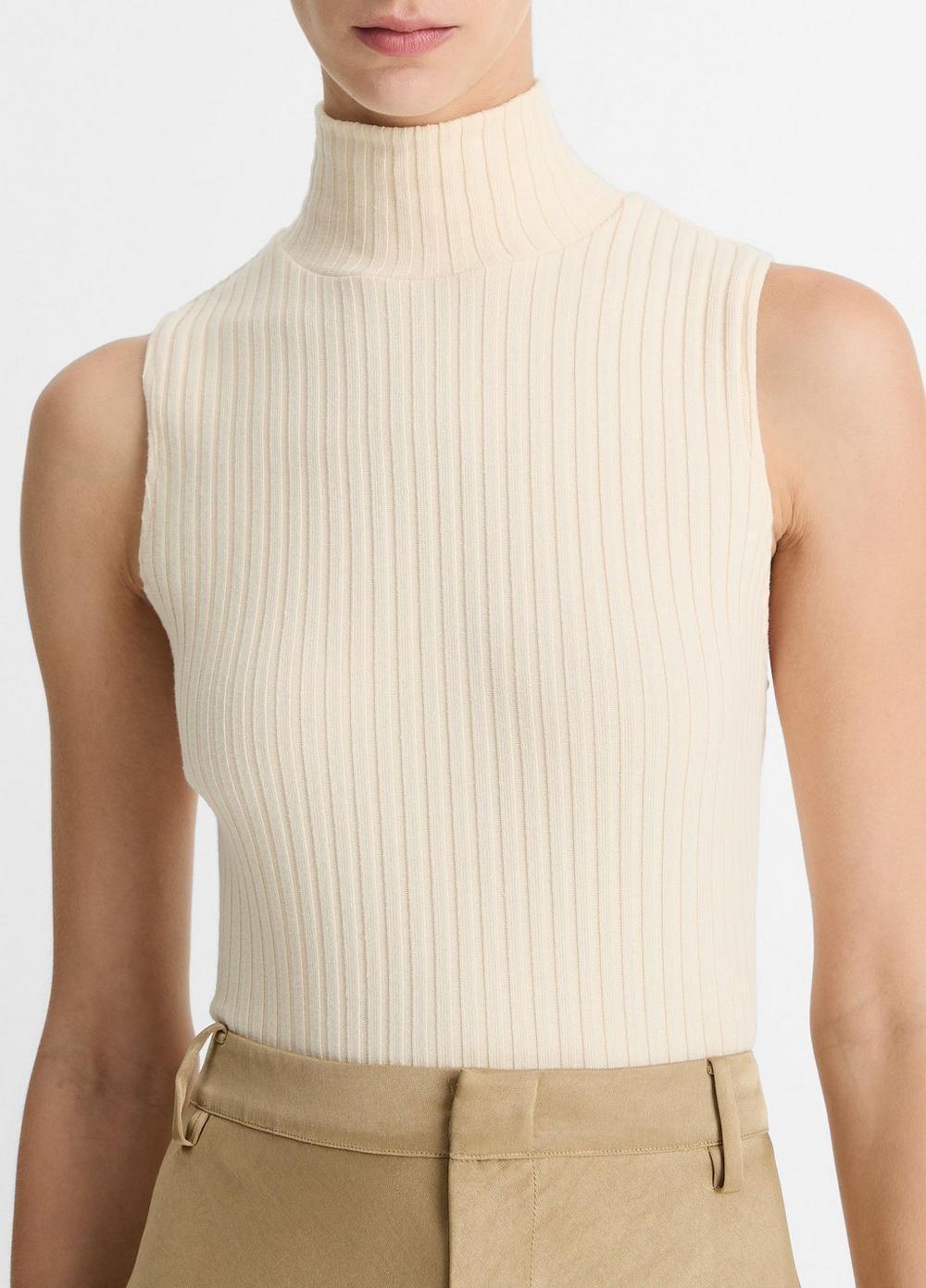 Ribbed Cotton-Blend Turtleneck Top Product Image