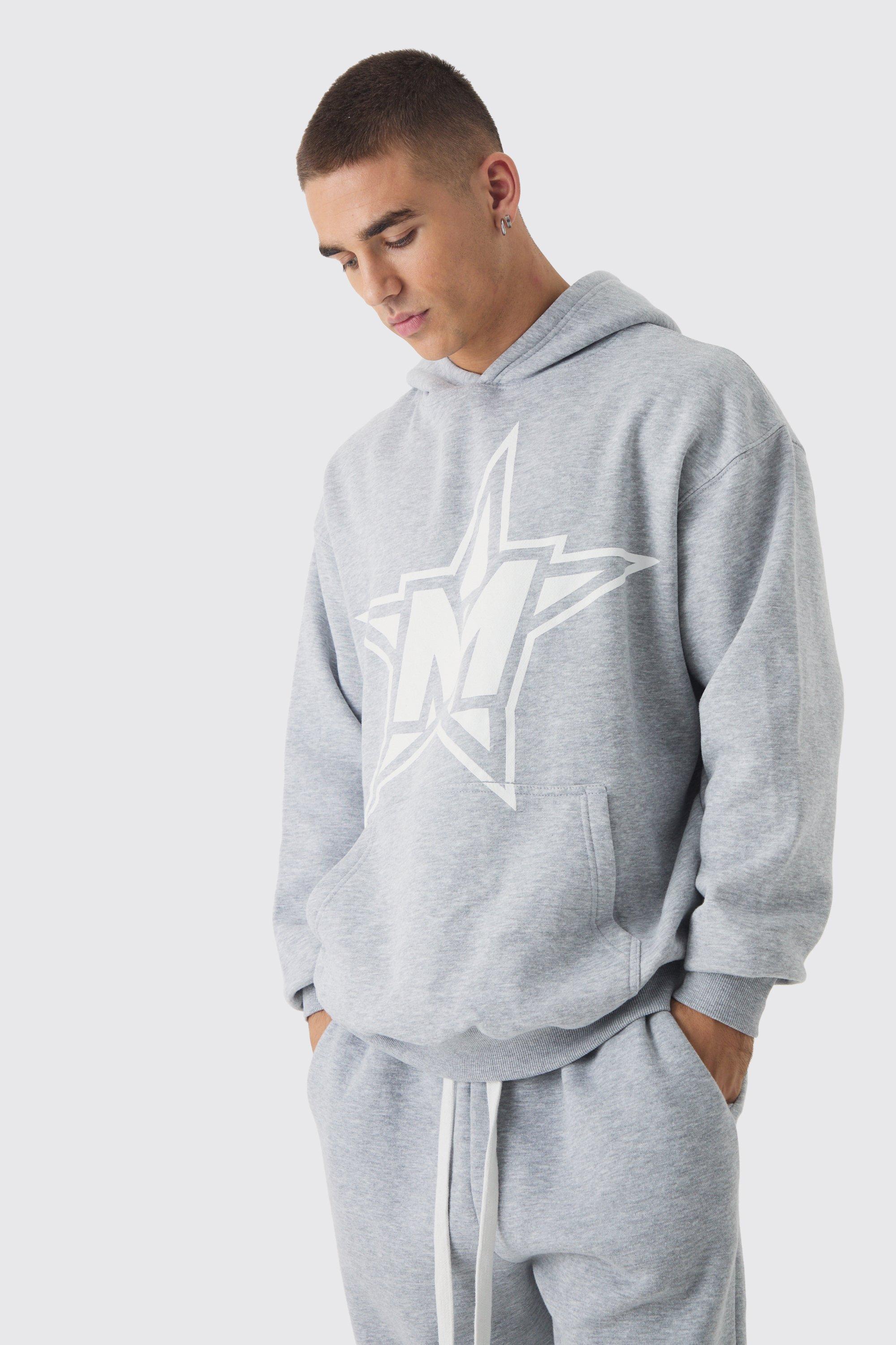 Oversized M Star Hoodie | boohooMAN USA Product Image